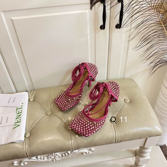 BV Large Crystal Lace-Up Heel