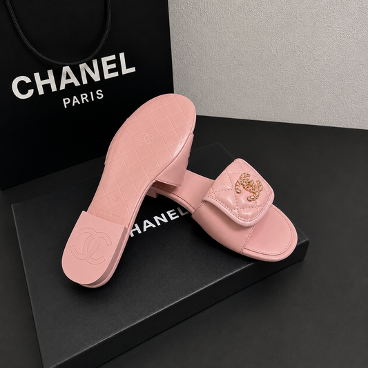 CC Blush Quilted Logo Sandal
