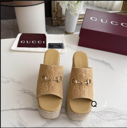 GUC Camel Suede Rope Wedge Mule