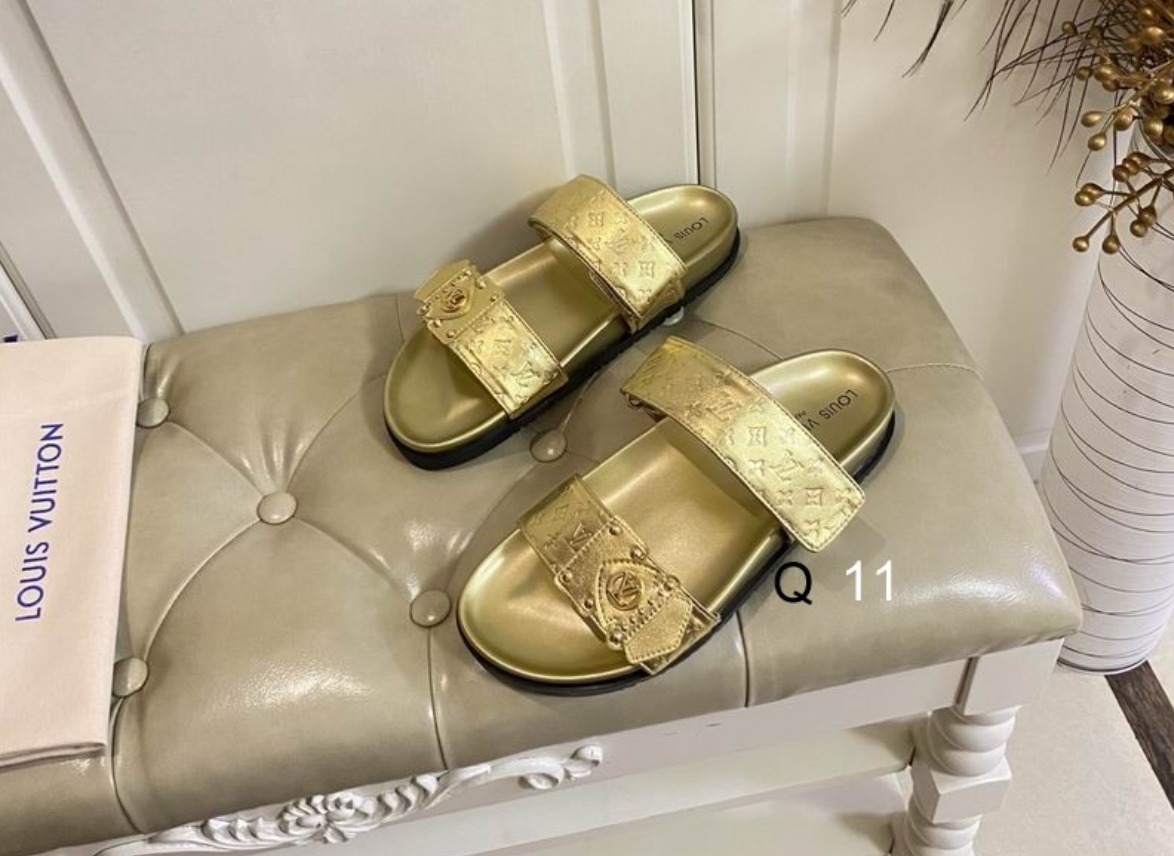 LV Gilded Monogram Strap Sandal
