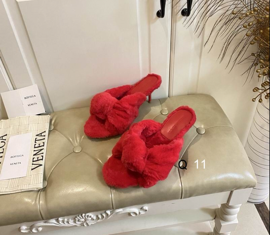 BV Fur Knot Mule Heel