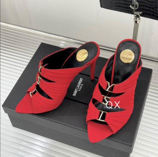 SL Suede Pleated Mule Heel