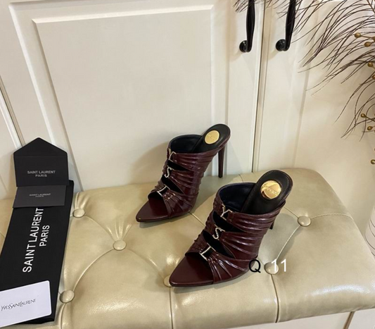 SL Leather Draped Crystal Mule